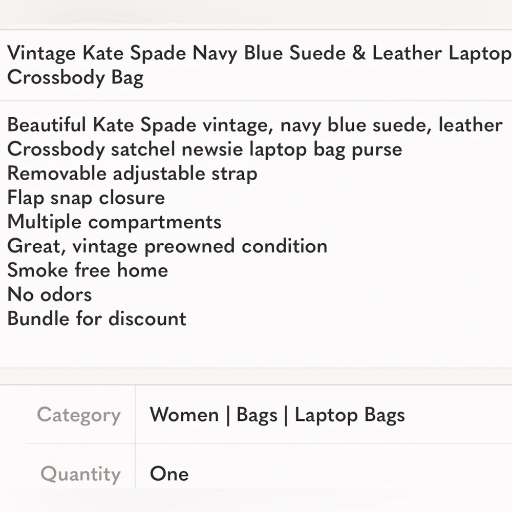 Kate Spade Westward Emily & Merritt Navy Blue Laptop Vintage Hobo Shoulder Bag